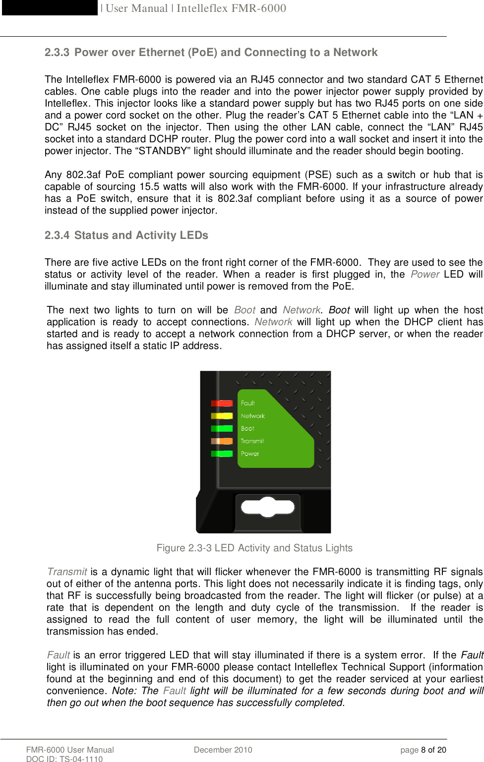Page 8 of Intelleflex FMR-6000 RFID Reader User Manual 20DecFMR 6000
