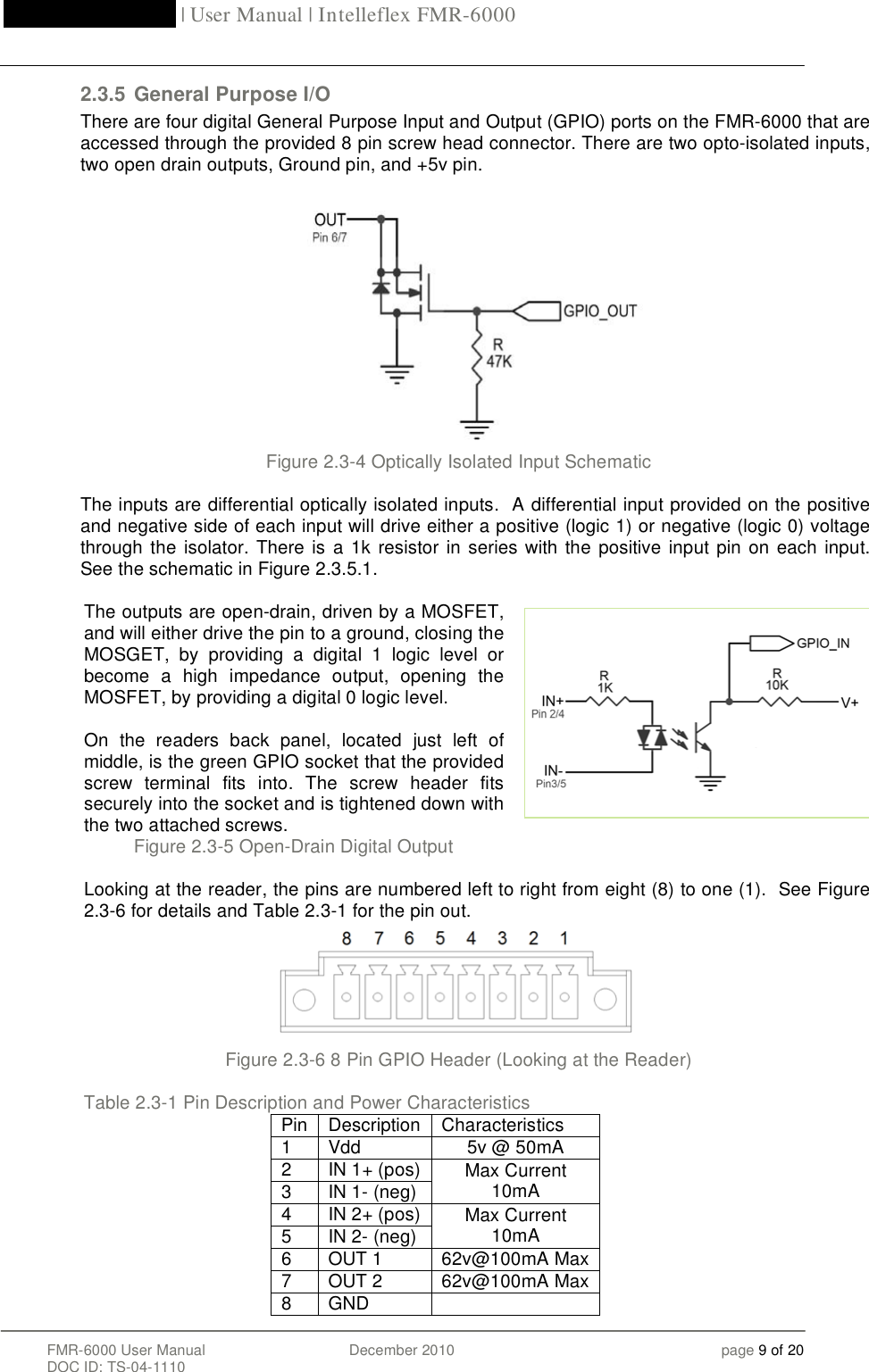 Page 9 of Intelleflex FMR-6000 RFID Reader User Manual 20DecFMR 6000