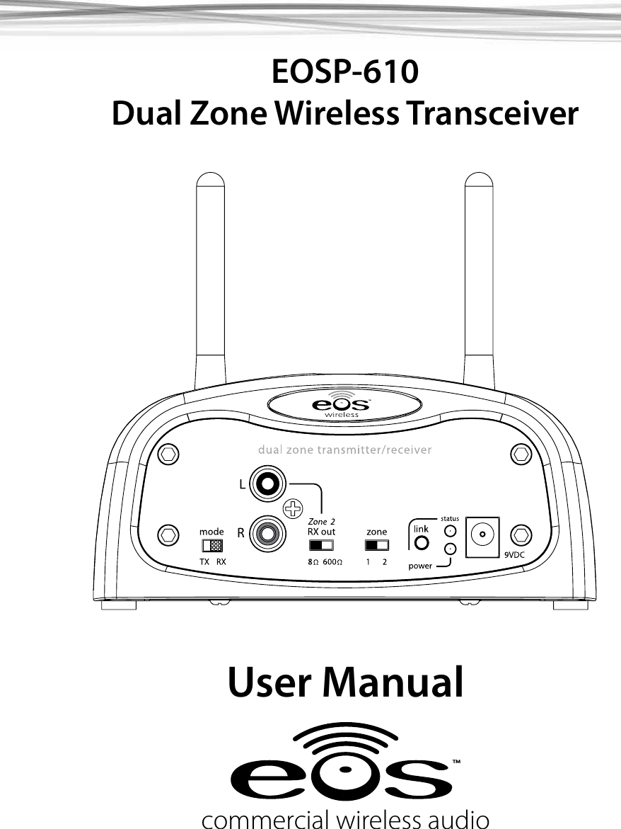 commercial wireless audioTMEOSP-610Dual Zone Wireless TransceiverUser ManualTM