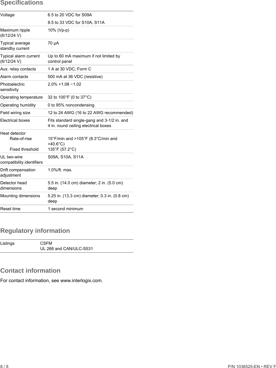 Page 8 of 8 - InterLogix 1036525-En-Rev-F-Esl-500N-Series-Smoke-Detector-Installation-Sheet - 1036525-EN Rev F ESL 500N Series Smoke Detector Installation Sheetx User Manual