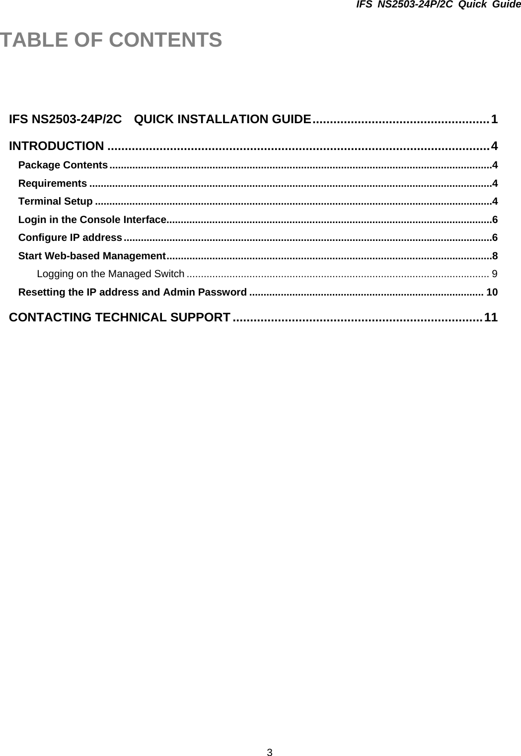 Page 3 of 11 - InterLogix 1072575 R00.05 Ns2503-24P 2C Quick Installation Guide IFS NS2503-24P/2C User Manual