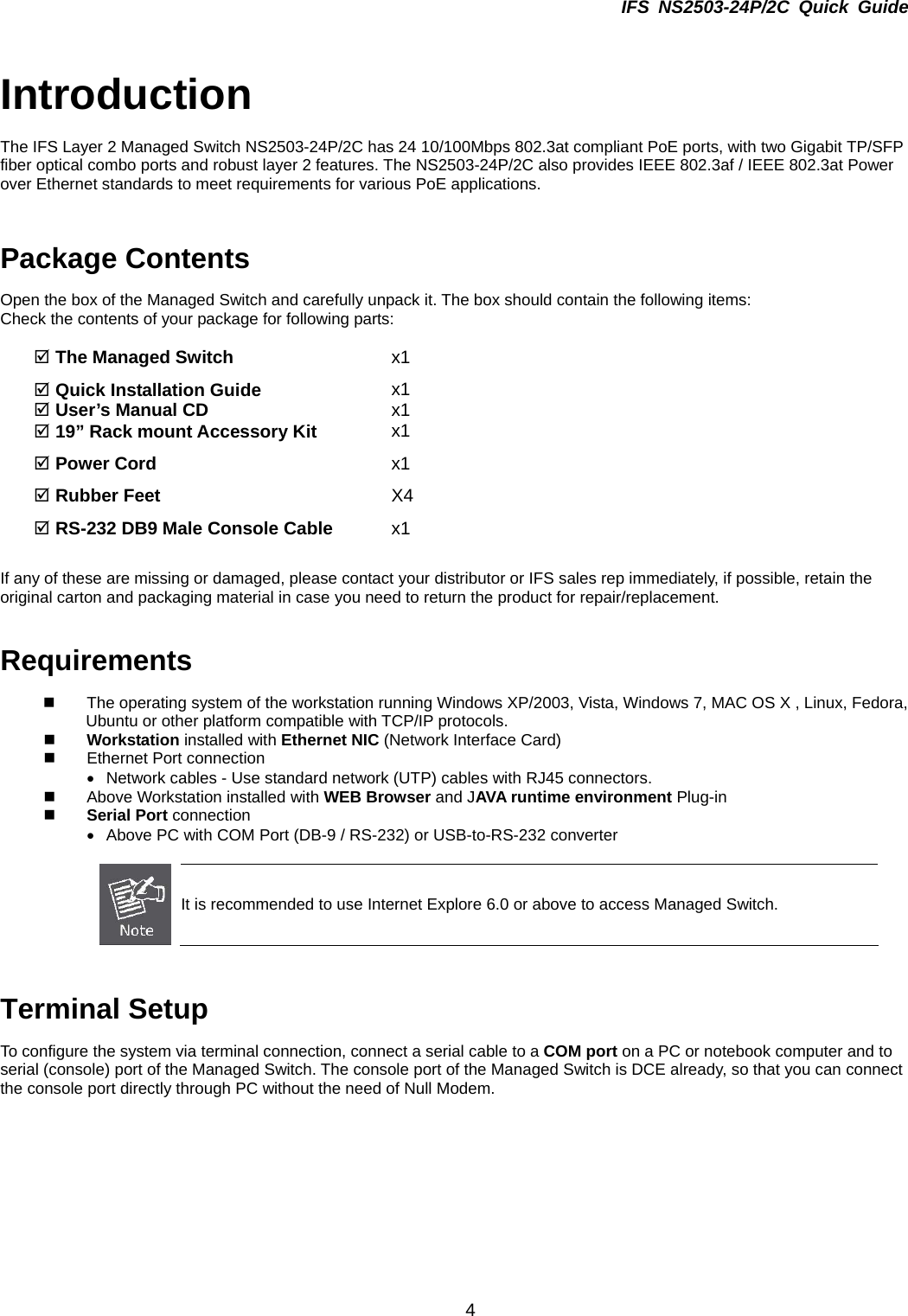 Page 4 of 11 - InterLogix 1072575 R00.05 Ns2503-24P 2C Quick Installation Guide IFS NS2503-24P/2C User Manual