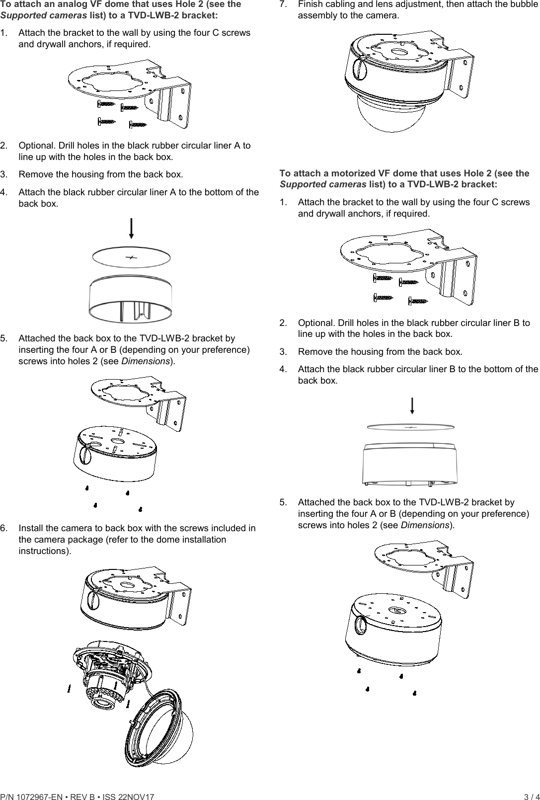 Page 3 of 4 - InterLogix 1072967B-Tvd-Lwb-2-L-Shaped-Wall-Bracket-Installation-Guide-En TVD-LWB-2 L-shaped Wall Bracket Installation Instructions User Manual