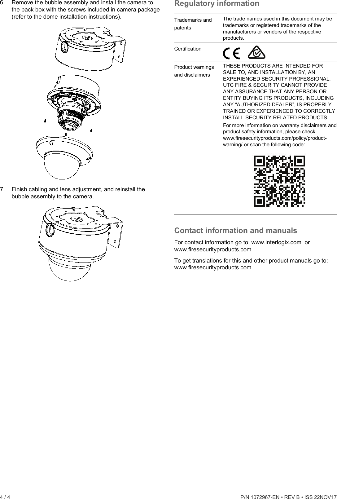 Page 4 of 4 - InterLogix 1072967B-Tvd-Lwb-2-L-Shaped-Wall-Bracket-Installation-Guide-En TVD-LWB-2 L-shaped Wall Bracket Installation Instructions User Manual