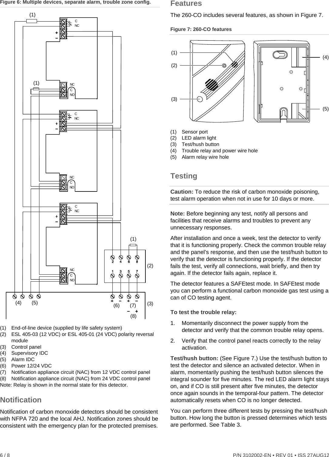 Page 6 of 8 - InterLogix 260-Co Safeair Carbon Monoxide Detector Installation Sheet - 3102002-EN R01 User Manual