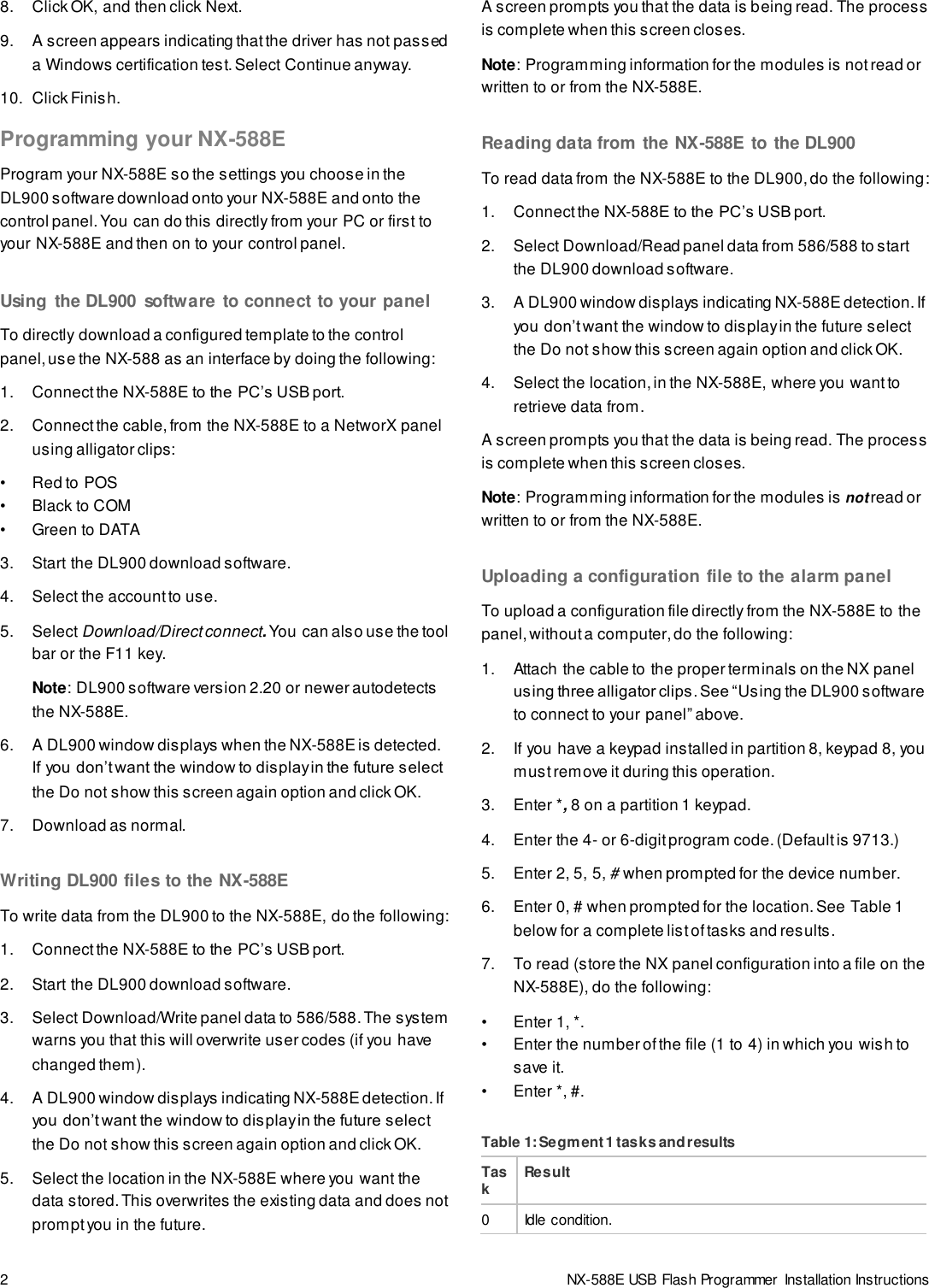 Page 2 of 5 - NX-588E USB Flash Programmer Installation Instructions  466-2257 REV C
