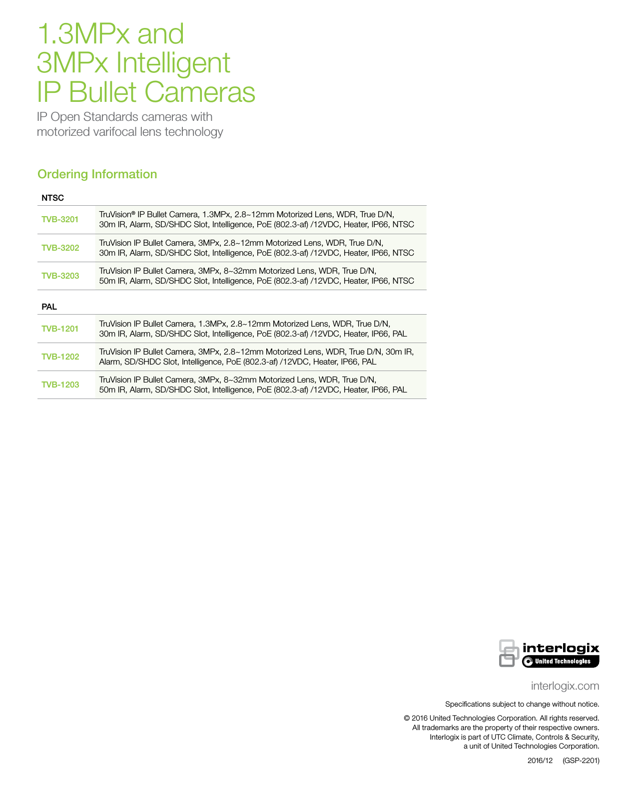 Page 4 of 4 - InterLogix Gsp-2201-1.3 3Mpx-Ip-Bullet-Data-Sheet-Web Data Sheet -- M5 Enclosure For Picture Perfect & Secure User Manual