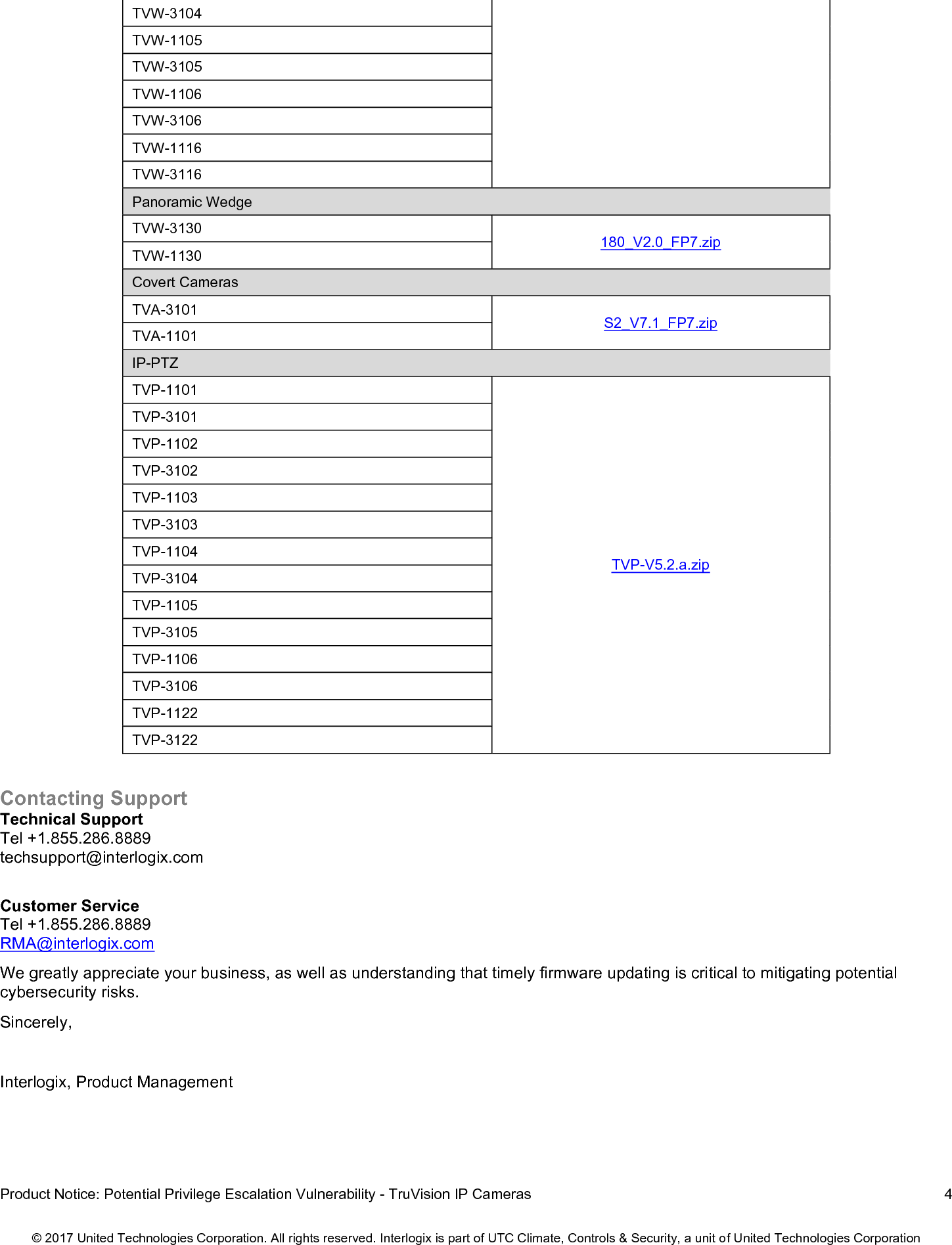 Page 4 of 4 - InterLogix Important Product Notic Tv Ip Cameras User Manual