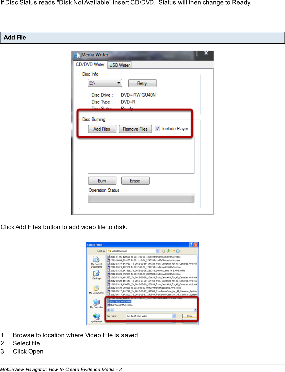 Page 3 of 7 - MobileView Navigator  Mobile View How To Create Evidence Media