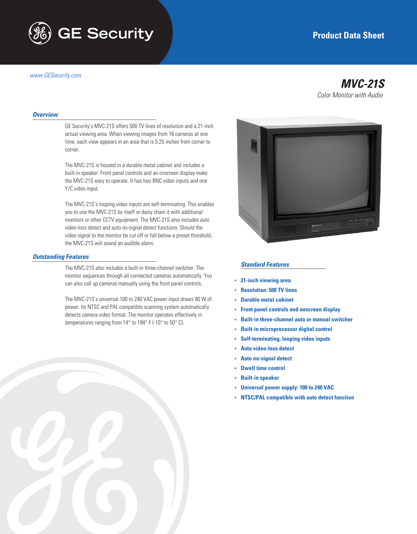 Page 1 of 2 - MVC-21S - DATASHEET US  Mvc 21s Prd