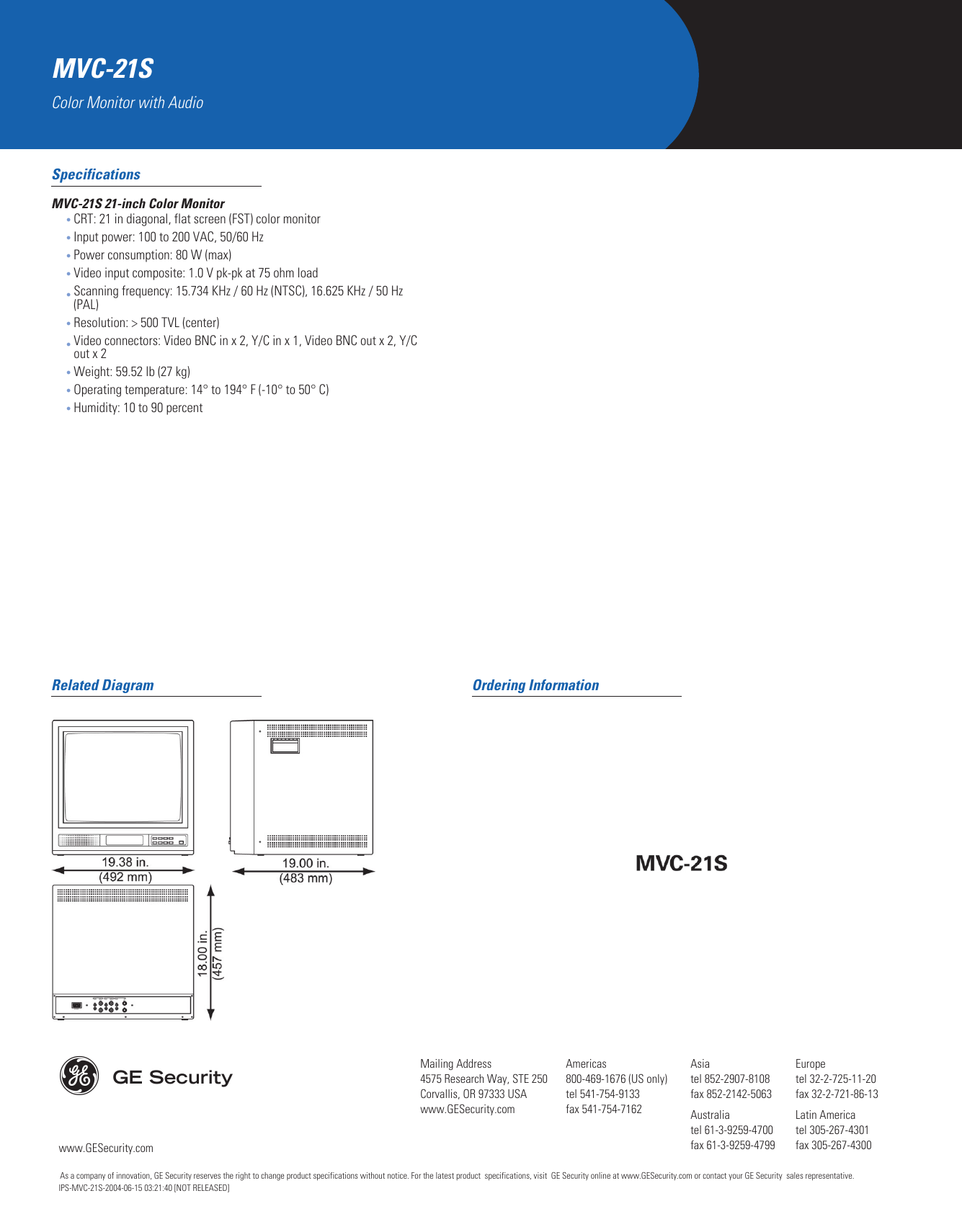 Page 2 of 2 - MVC-21S - DATASHEET US  Mvc 21s Prd