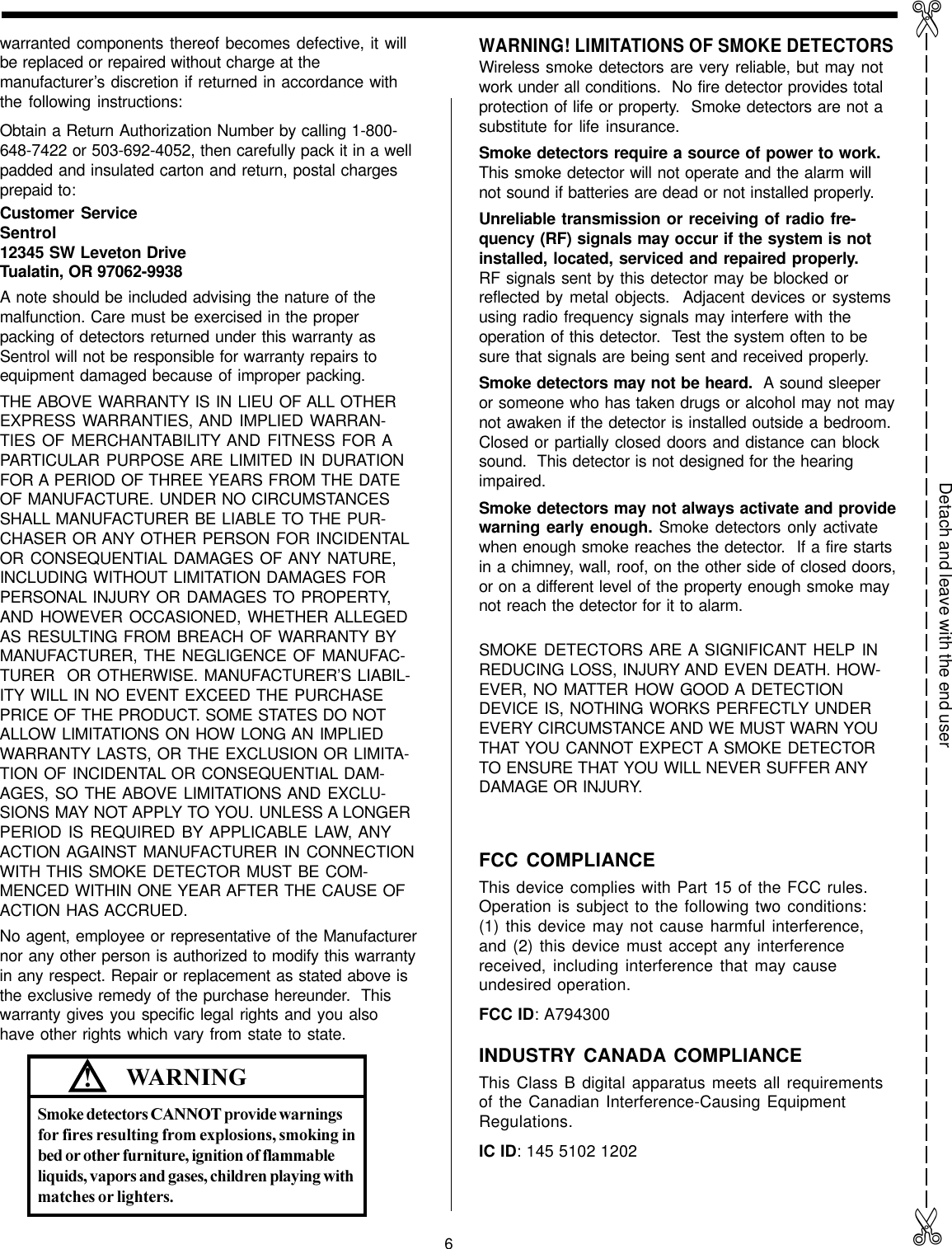 Page 6 of 8 - Sentrol 4300 Series Install Instructions 2000