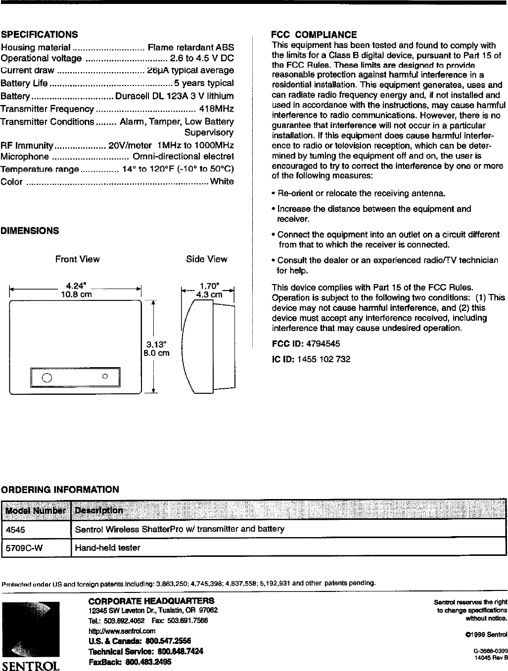 Page 4 of 4 - Print 40502.DCX (4 Pages)  Sentrol 4545 Install Instructions 1999