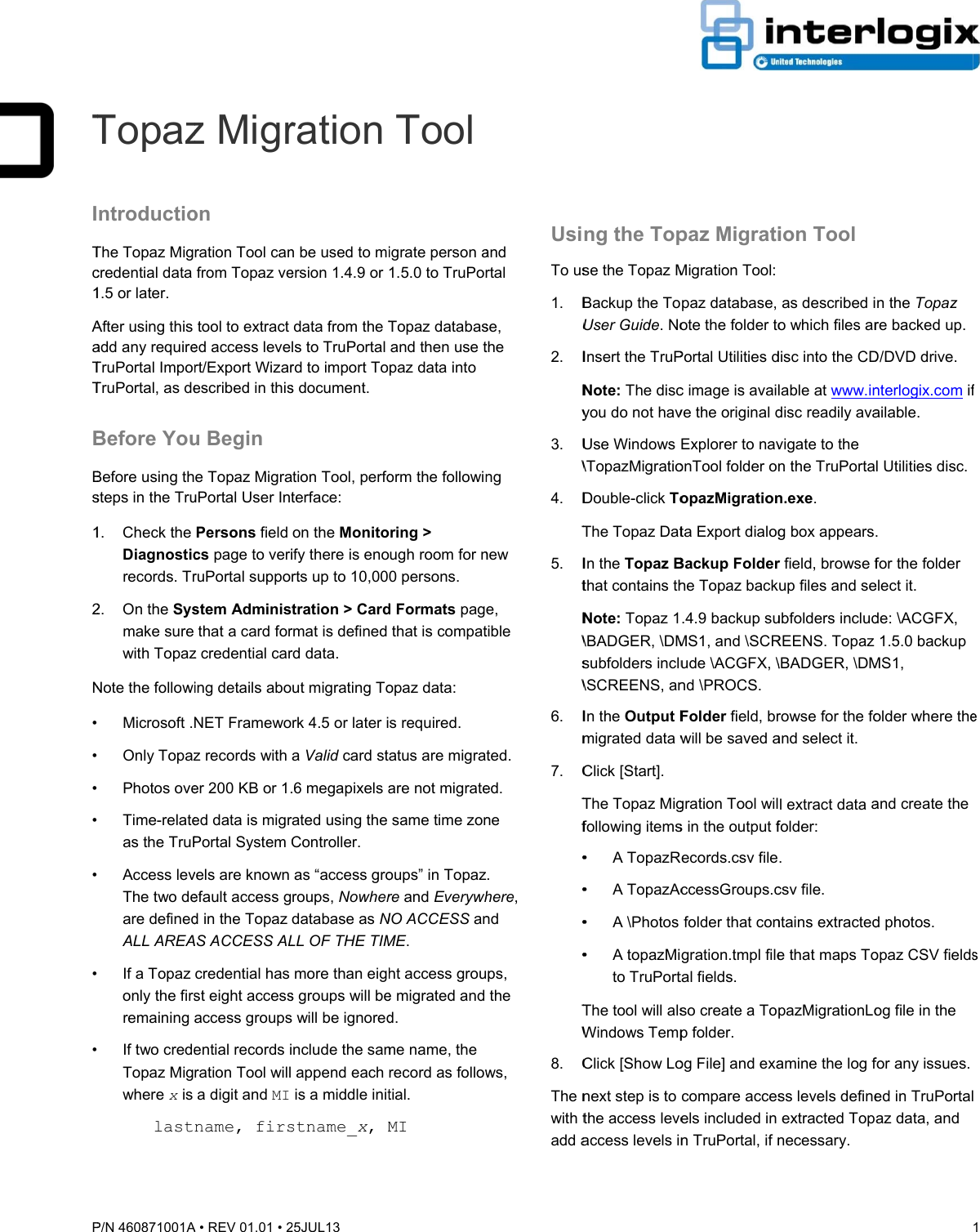 Page 1 of 2 - Topaz Migration Tool Reference
