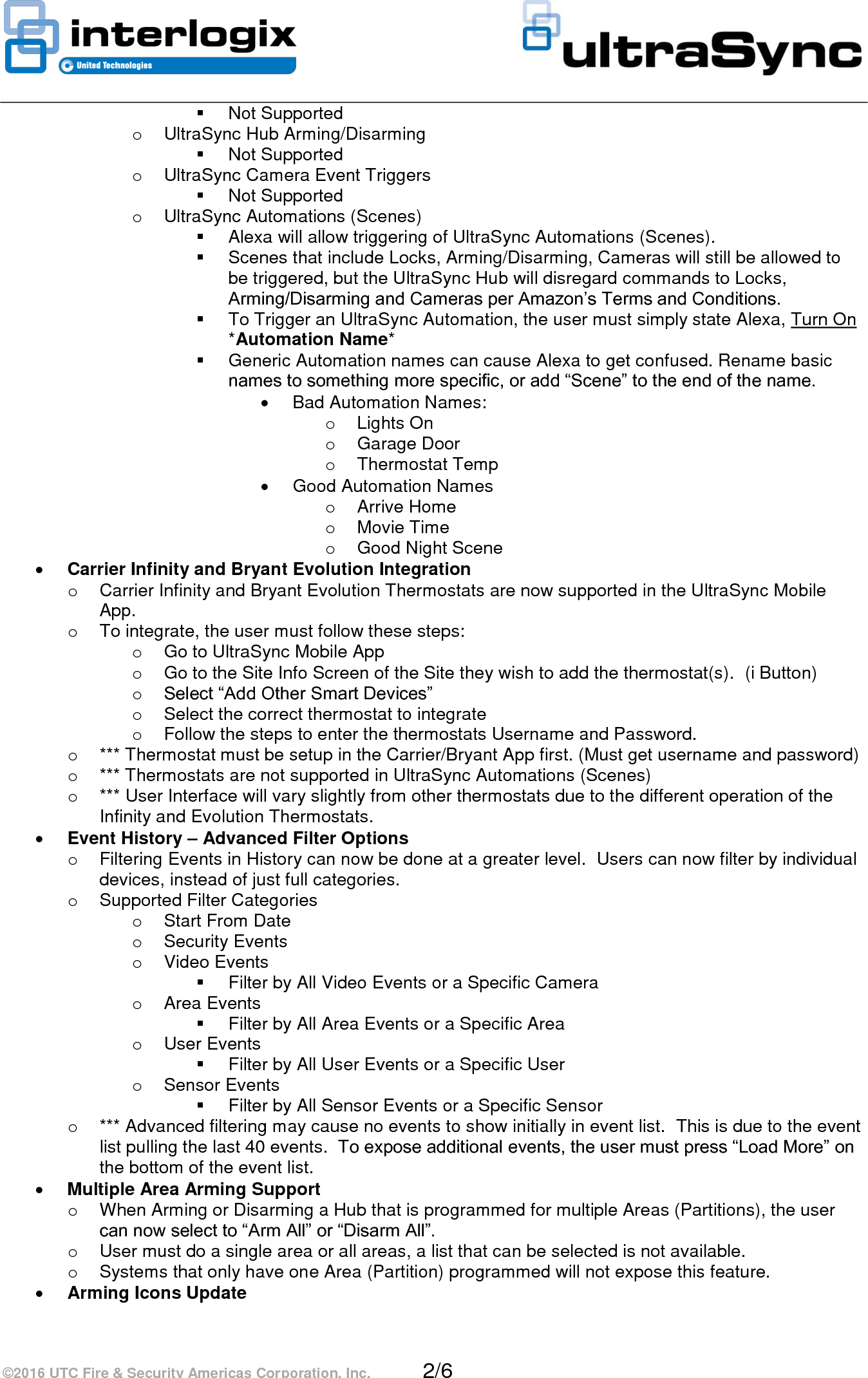 Page 2 of 6 - InterLogix Ultrasync-3.1-Service-Release-Notes UltraSec Release Note User Manual