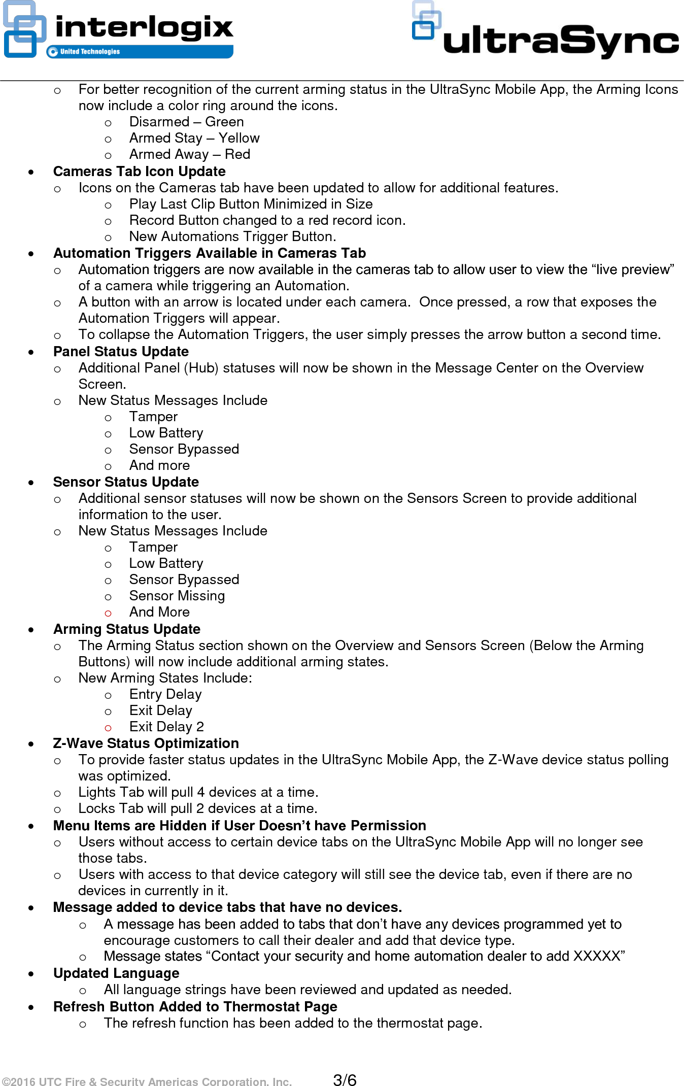 Page 3 of 6 - InterLogix Ultrasync-3.1-Service-Release-Notes UltraSec Release Note User Manual