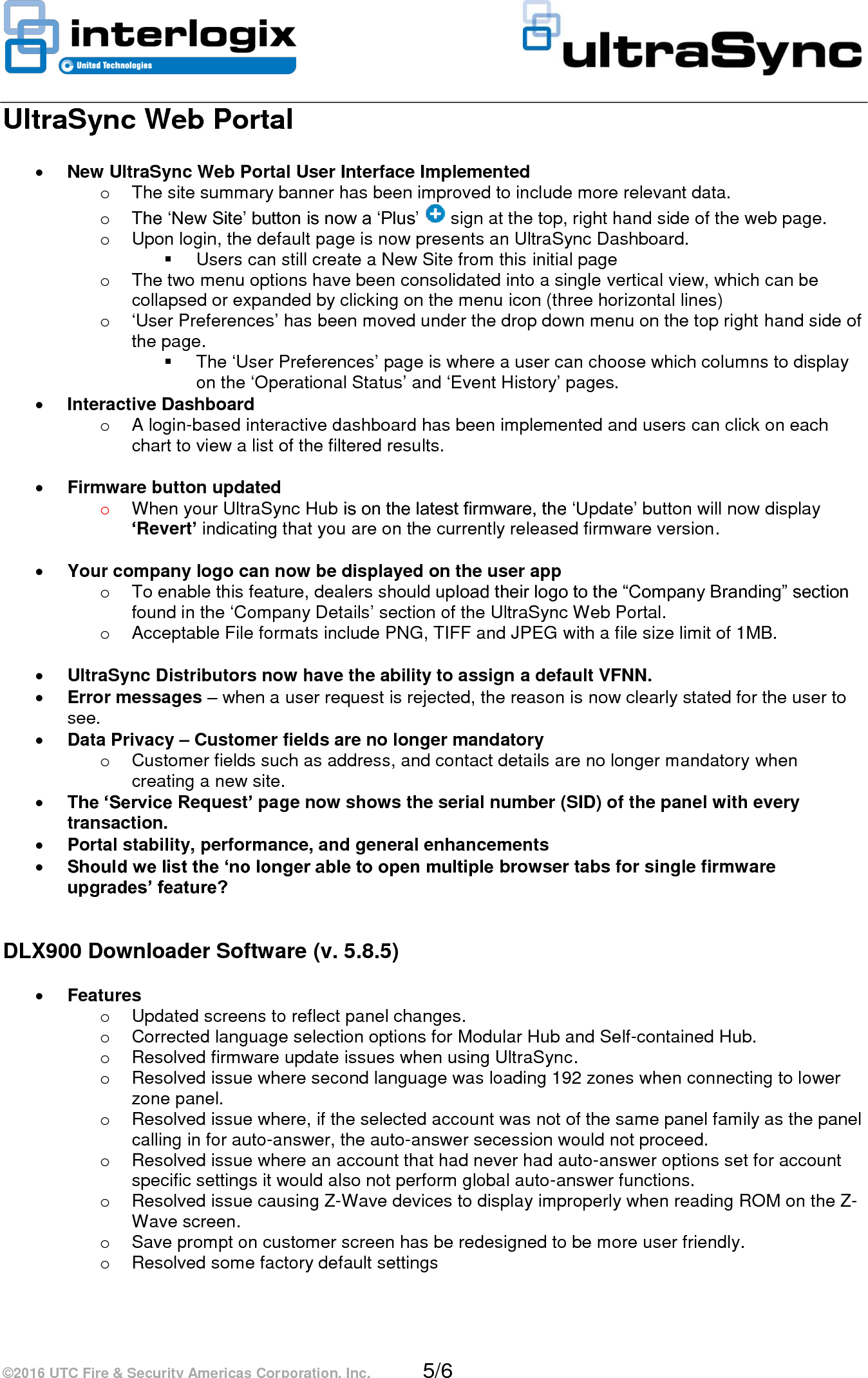 Page 5 of 6 - InterLogix Ultrasync-3.1-Service-Release-Notes UltraSec Release Note User Manual