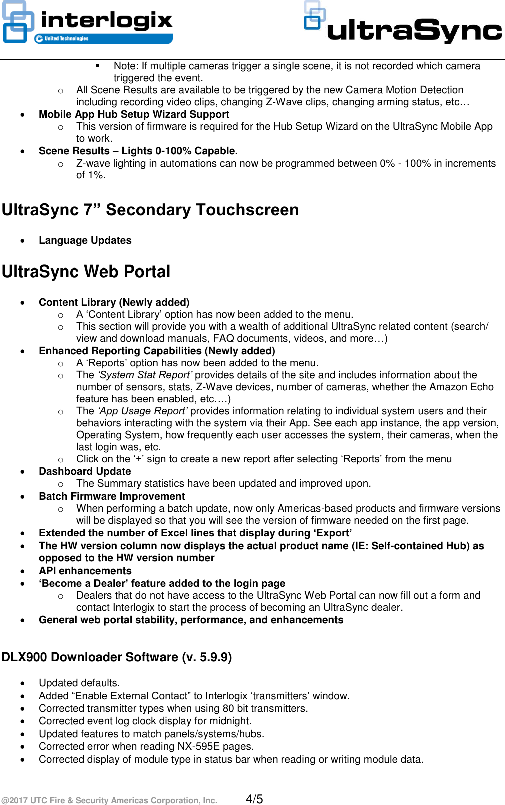 Page 4 of 5 - InterLogix Ultrasync-3.2-Service-Release-Notes UltraSec Release Note User Manual