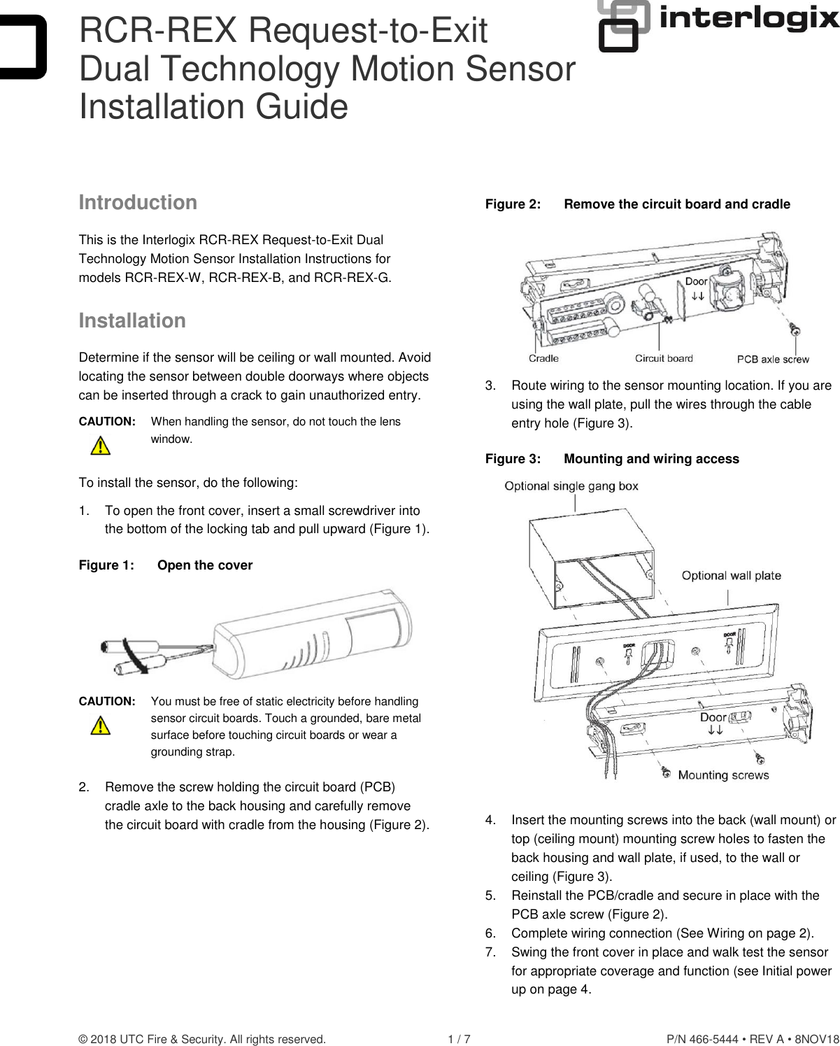 Page 1 of 7 - 9-XXX Name Installation Sheet 466-5444-a-interlogix Rcr Rex Install-guide