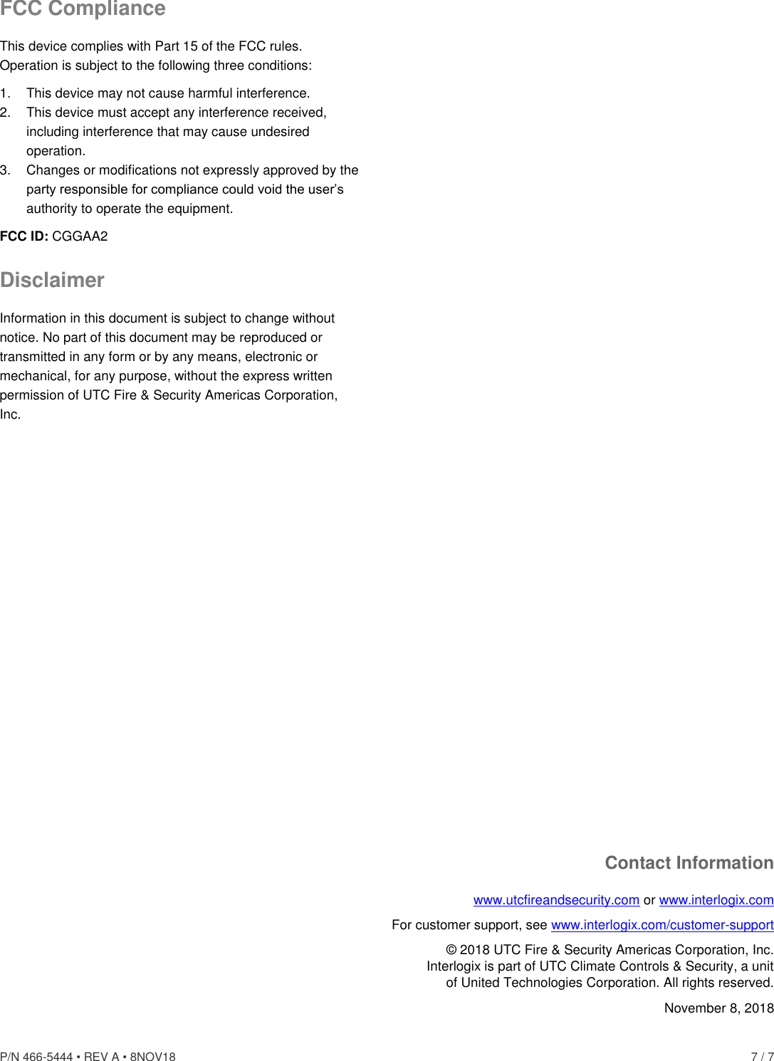 Page 7 of 7 - 9-XXX Name Installation Sheet 466-5444-a-interlogix Rcr Rex Install-guide