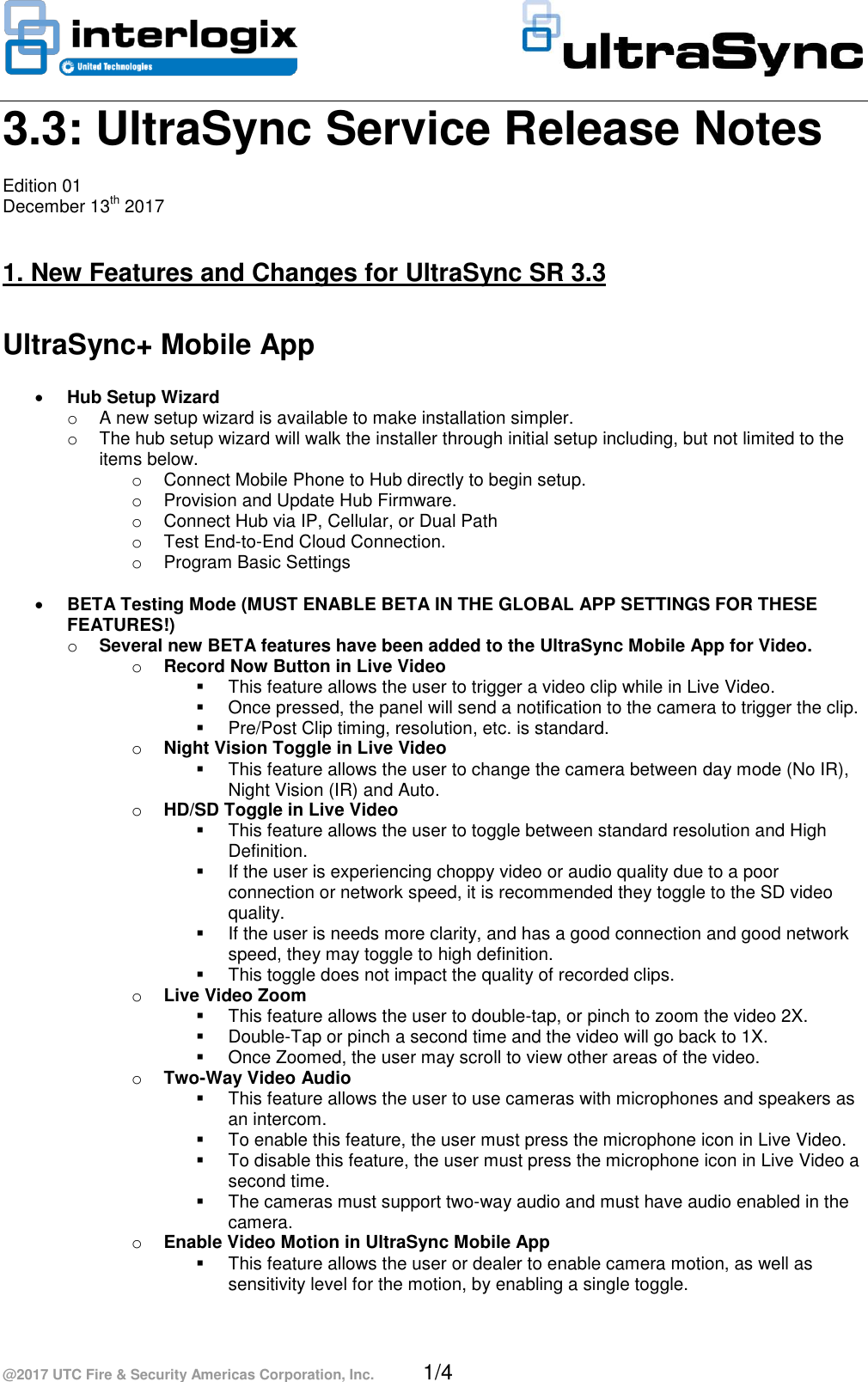 Page 1 of 4 - UltraSec Release Note Ultrasync-3.3-service-release-notes