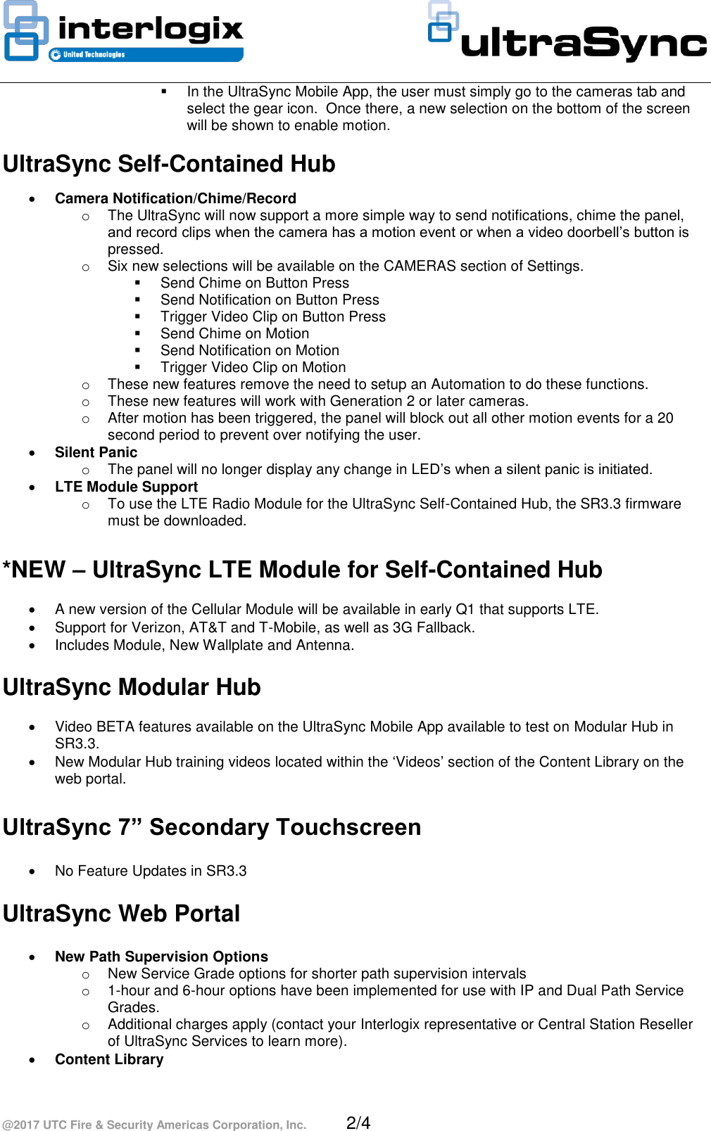 Page 2 of 4 - UltraSec Release Note Ultrasync-3.3-service-release-notes