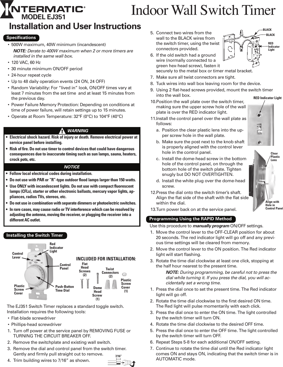 Page 1 of 2 - Intermatic Intermatic-Ej351-Users-Manual- ManualsLib - Makes It Easy To Find Manuals Online! Intermatic-ej351-users-manual
