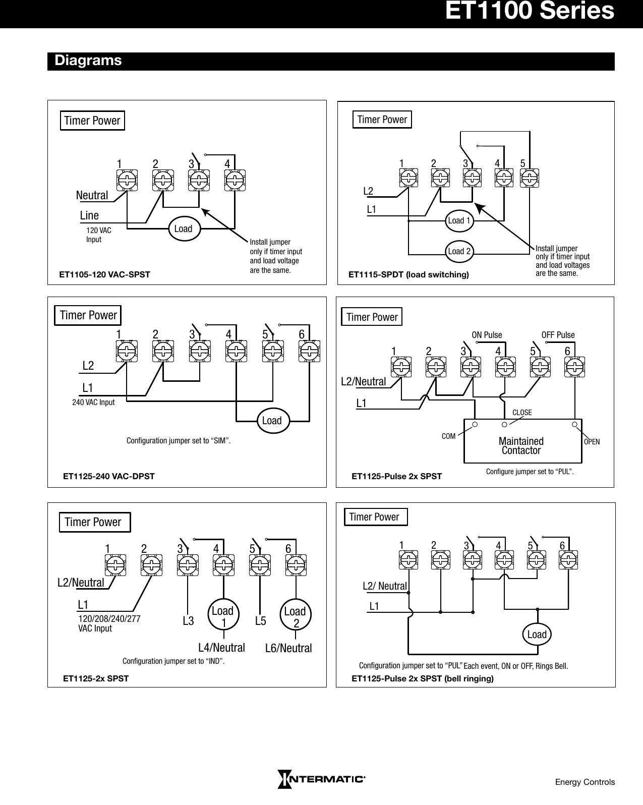 Intermatic Et1100 Series Specifcations Owner S Manual