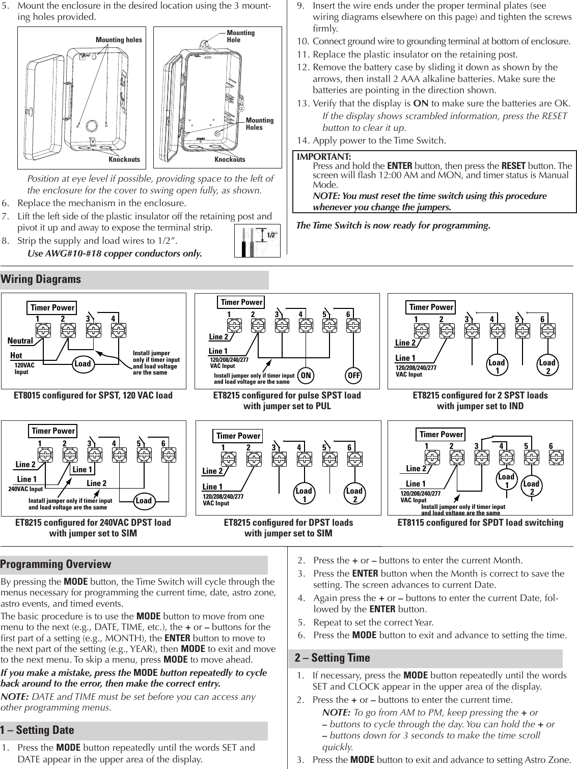 Page 2 of 4 - Intermatic Intermatic-Et8000-Series-Instructions-Owner-S-Manual