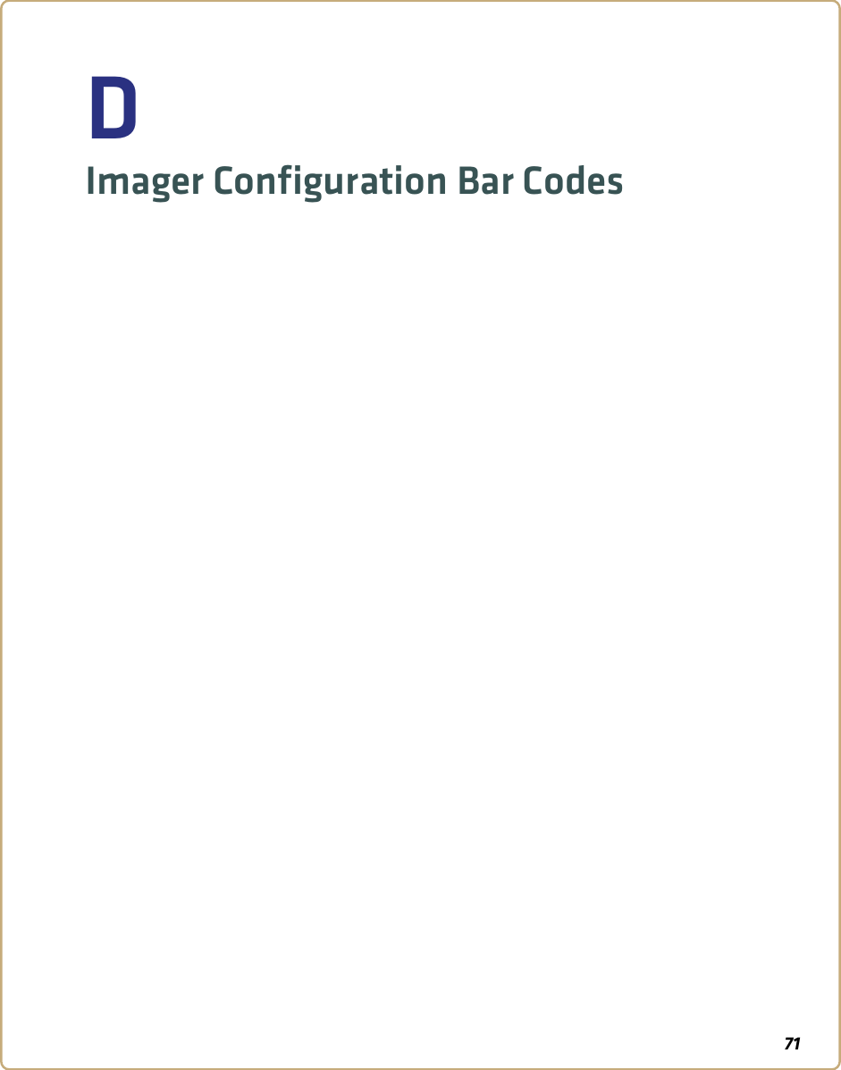 71DImager Configuration Bar Codes