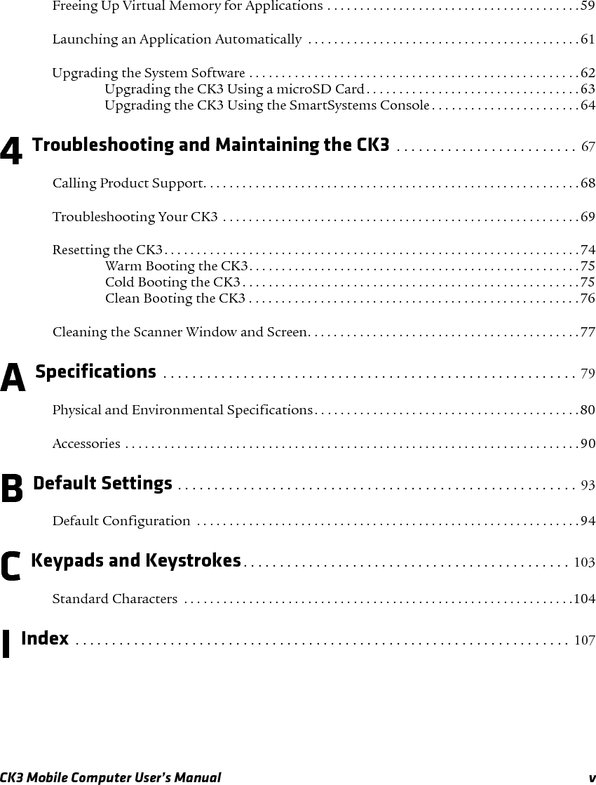 vi CK3 Mobile Computer User’s Manual