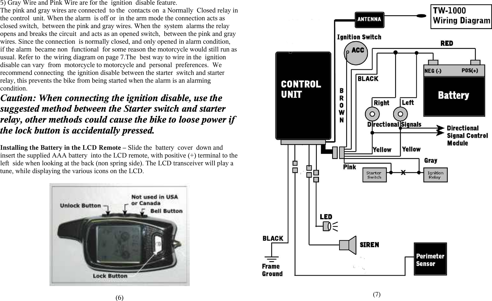 Internatrix TW1000 Two way motorcycle alarm system User Manual