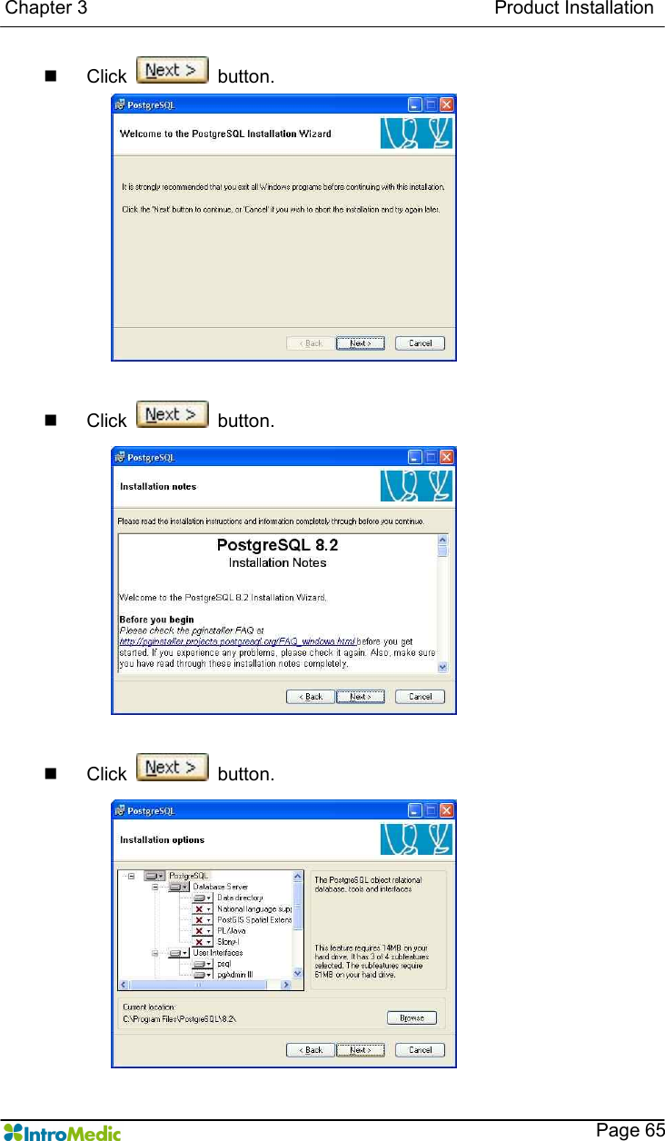   Chapter 3                                                                                      Product Installation    Page 65 n  Click    button.  n  Click    button.  n  Click    button. 