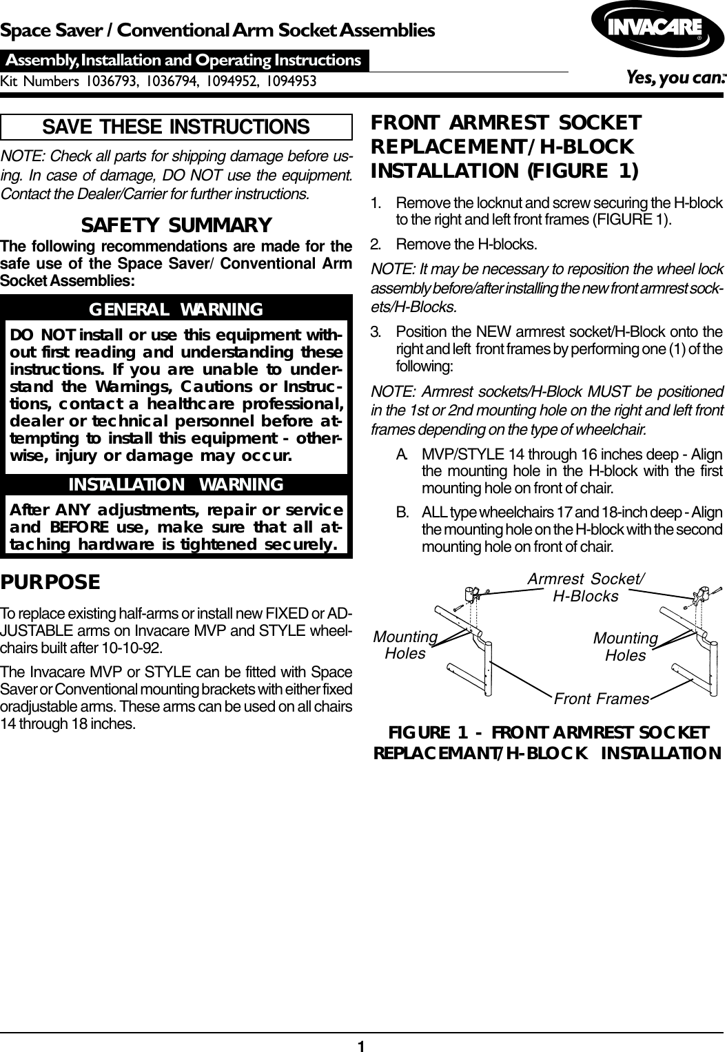 Page 1 of 8 - Invacare Invacare-1036793-Users-Manual- 1040101  Invacare-1036793-users-manual