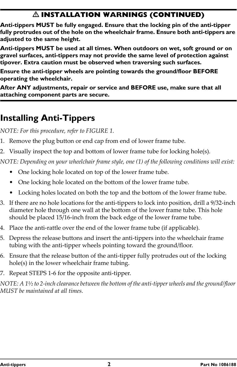 Page 2 of 12 - Invacare Invacare-1036900-Users-Manual- 1086188C  Invacare-1036900-users-manual