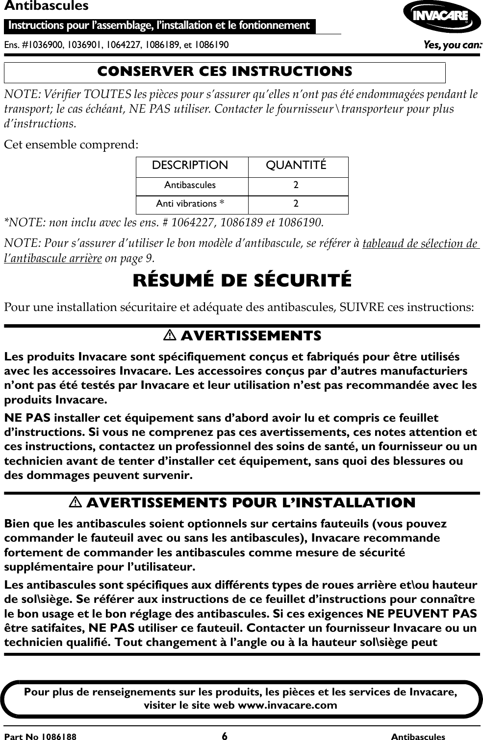 Page 6 of 12 - Invacare Invacare-1036900-Users-Manual- 1086188C  Invacare-1036900-users-manual