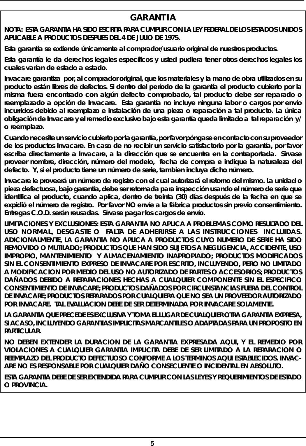 Page 5 of 8 - Invacare Invacare-1391Ap-Users-Manual- 1087195 Invacare-1391ap-users-manual
