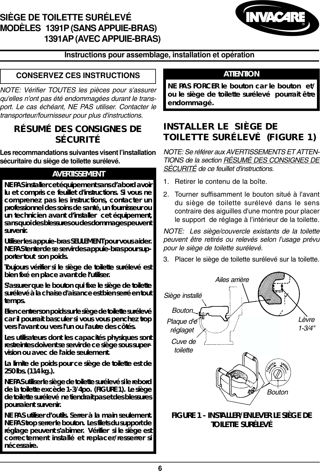 Page 6 of 8 - Invacare Invacare-1391Ap-Users-Manual- 1087195 Invacare-1391ap-users-manual