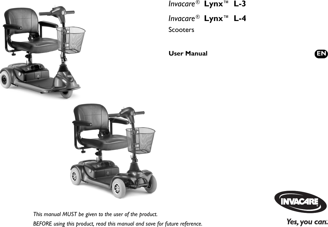 Invacare Mobility Aid L 3 Users Manual 1143205H