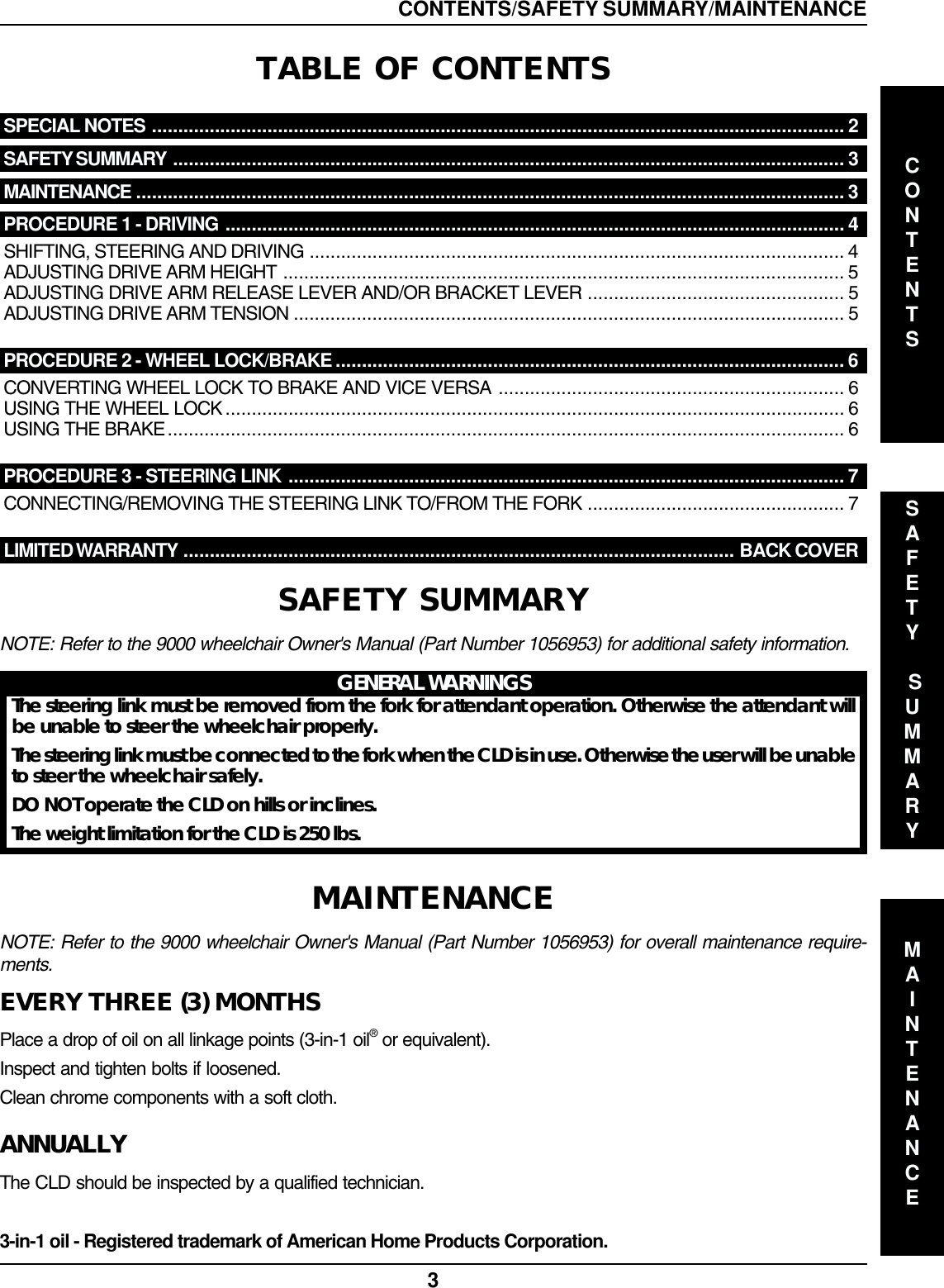 Page 3 of 8 - Invacare Invacare-Invacare-Wheelchair-9000-Wheelchairs-Users-Manual- 1087717  Invacare-invacare-wheelchair-9000-wheelchairs-users-manual