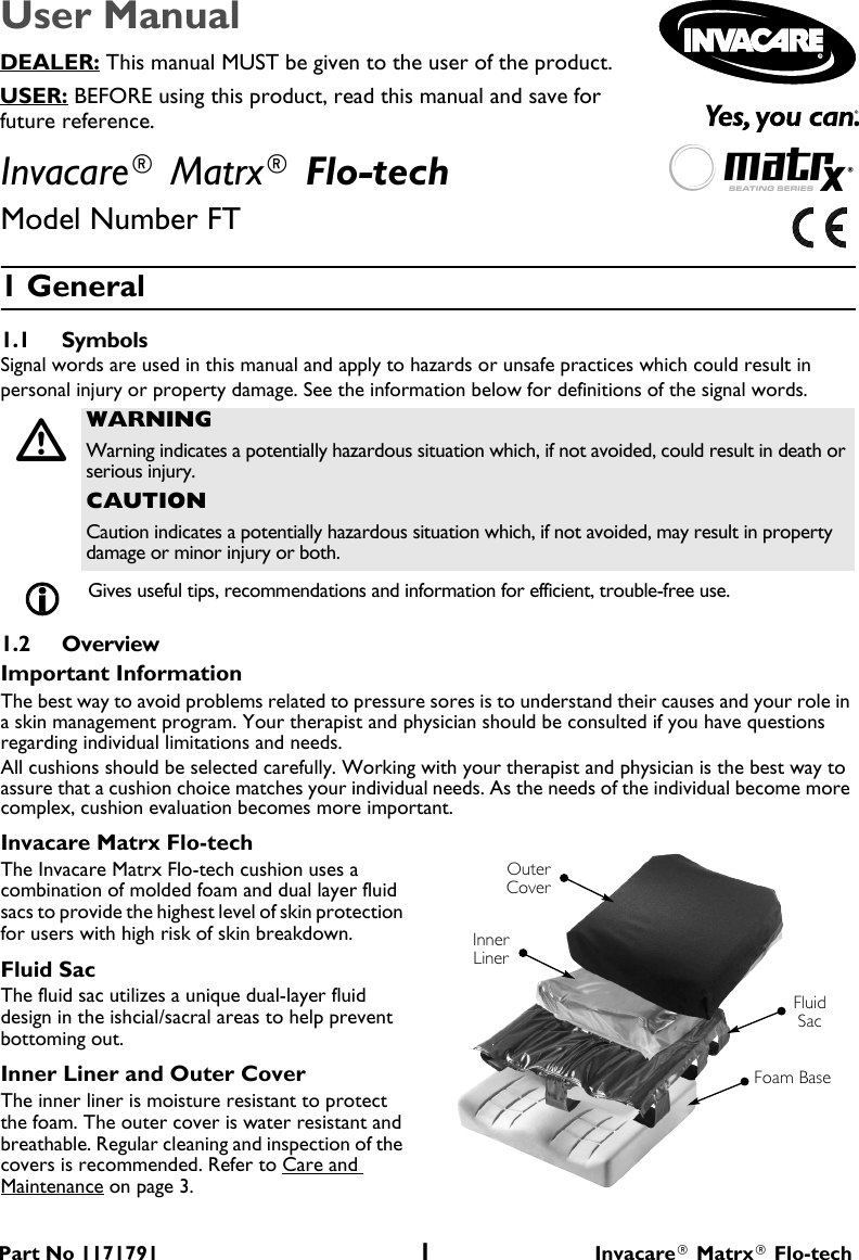 Page 1 of 4 - Invacare Invacare-Invacare-Wheelchair-Ft-Users-Manual- 1171791A  Invacare-invacare-wheelchair-ft-users-manual
