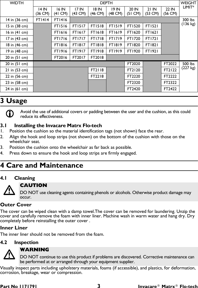 Page 3 of 4 - Invacare Invacare-Invacare-Wheelchair-Ft-Users-Manual- 1171791A  Invacare-invacare-wheelchair-ft-users-manual