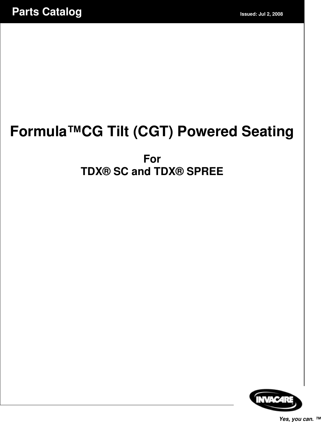 Invacare Tdx Spree Users Manual
