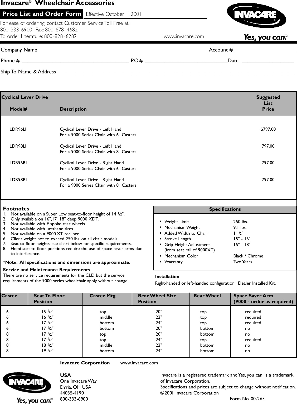 Page 1 of 1 - Invacare Invacare-Wheelchair-Accessories-Users-Manual- 00-265 (WC Accs. CLD) LIST PL 1001M  Invacare-wheelchair-accessories-users-manual