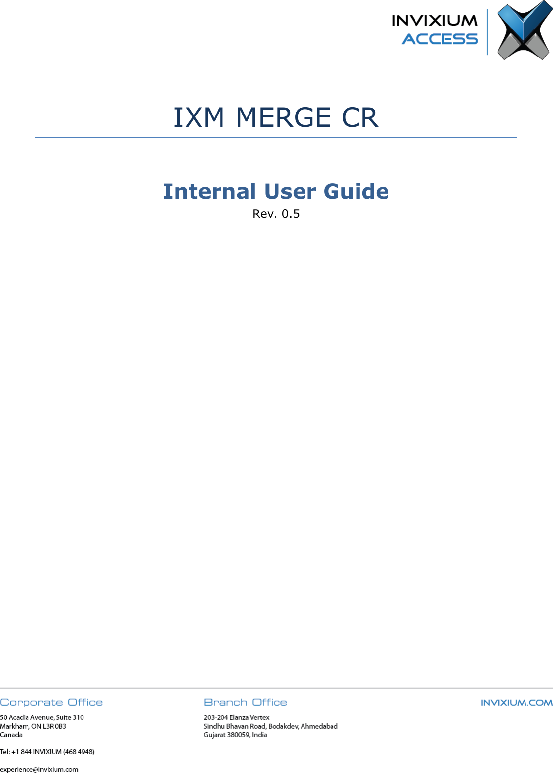 Page 1 of Invixium Access MRGCR IXM MERGE CR User Manual