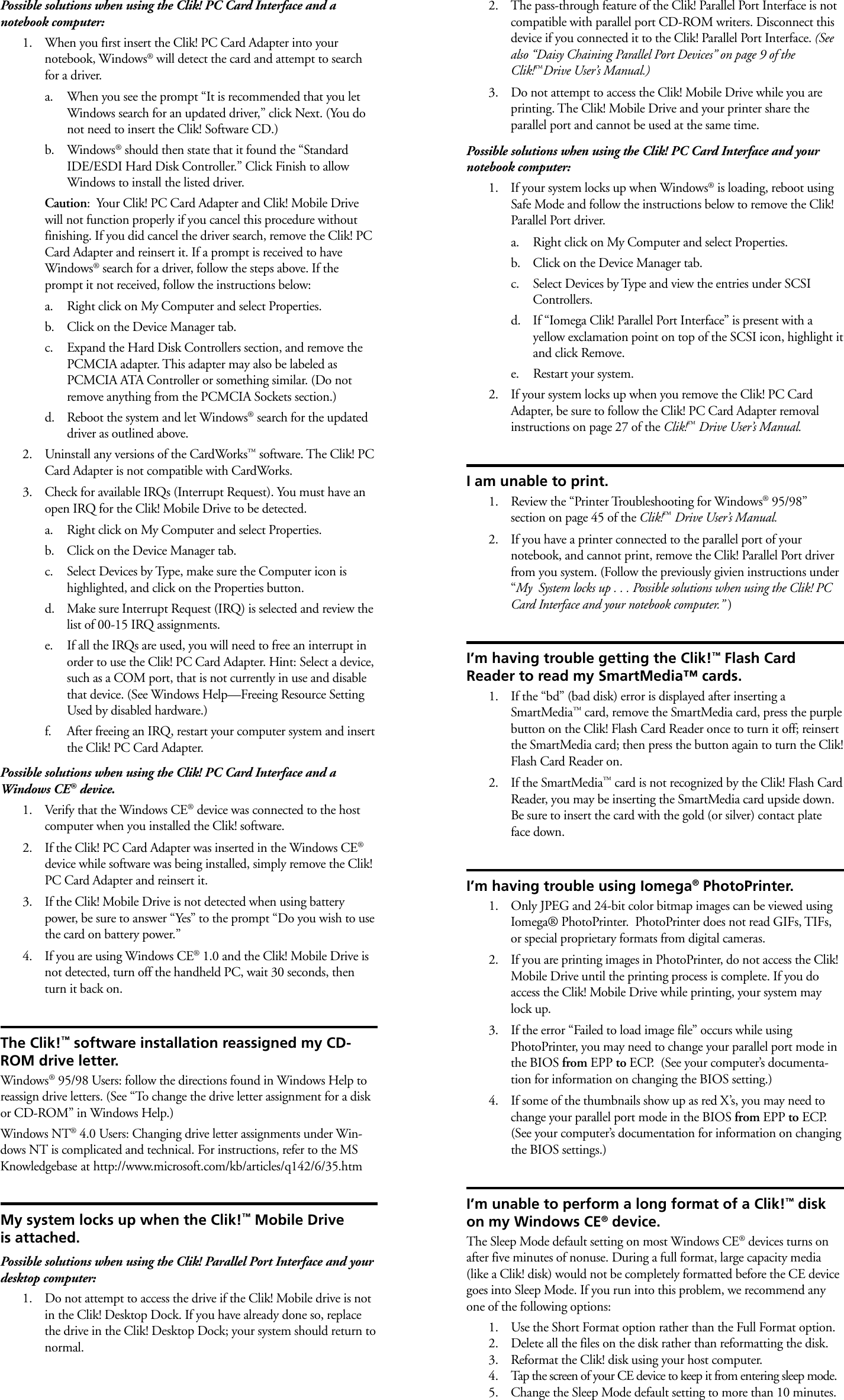 Page 2 of 2 - Iomega Iomega-Clik-3868601-Users-Manual- Clikflyer  Iomega-clik-3868601-users-manual