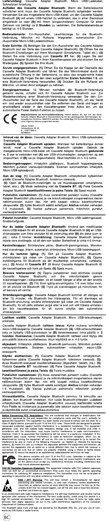 Page 2 of 2 - Ion Ion-Cassette-Adapterbluetooth-Quick-Start-Manual-  Ion-cassette-adapterbluetooth-quick-start-manual