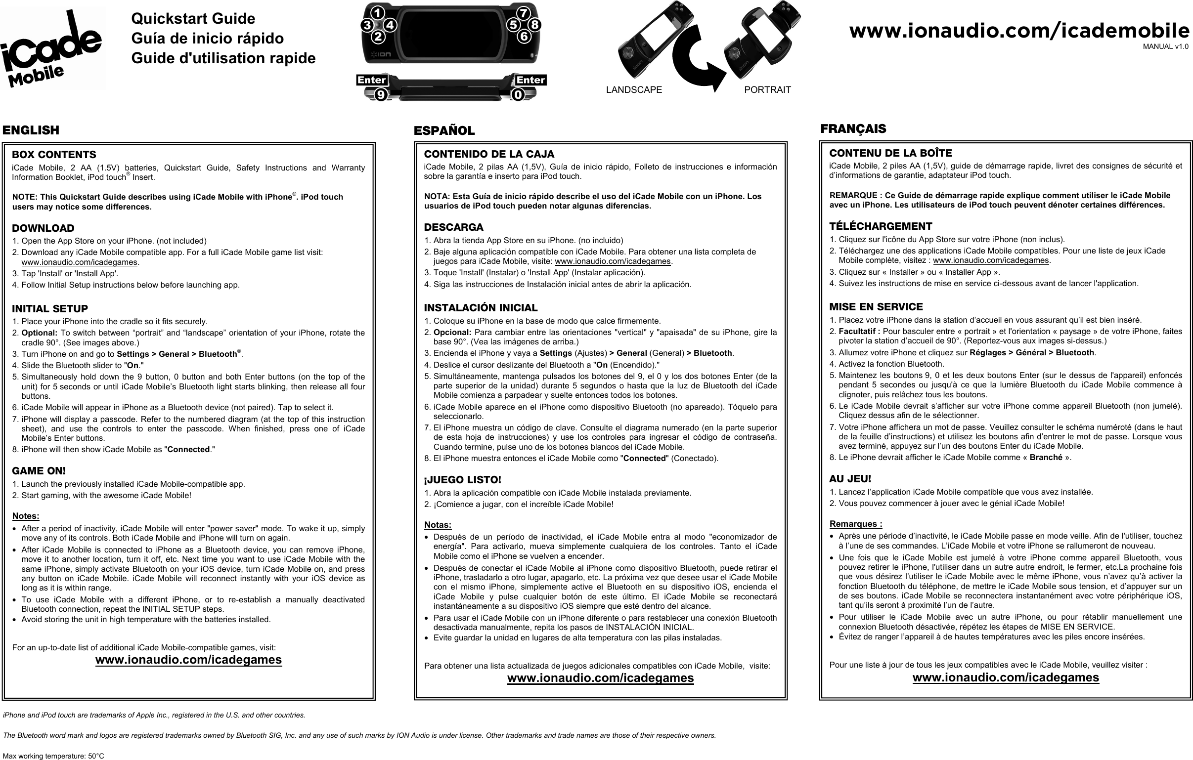 Page 1 of 2 - Ion Ion-Icade-Mobile-Quick-Start-Manual-  Ion-icade-mobile-quick-start-manual