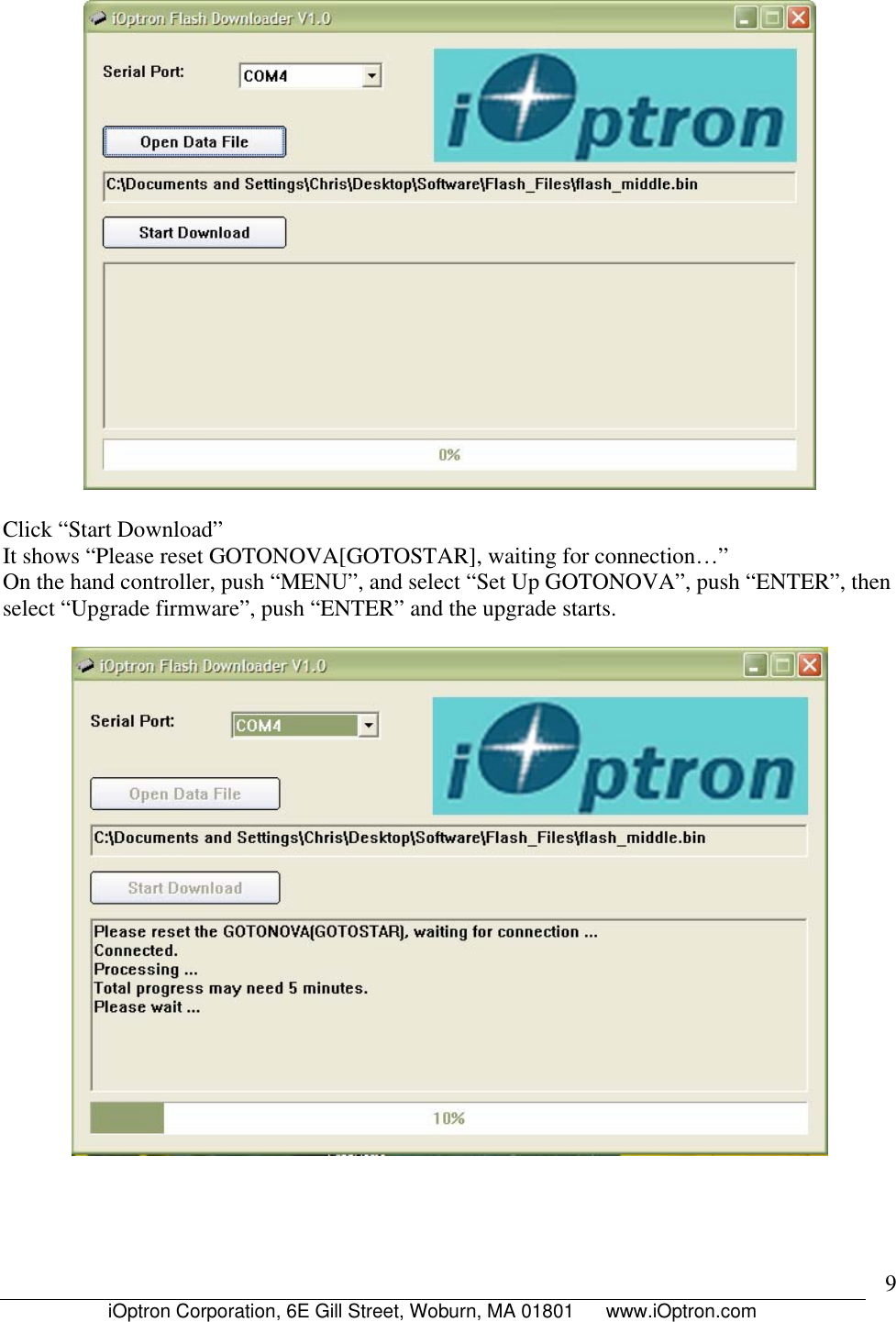 Ioptron Gotonova 8402A Users Manual Flash Upgrade For 8401 And