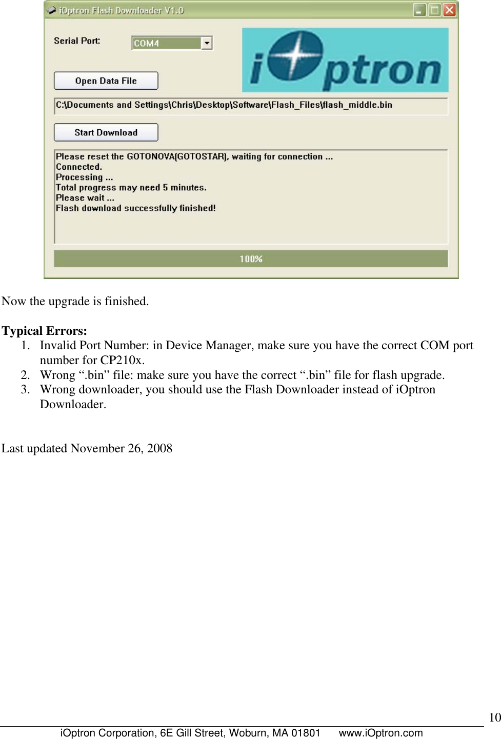 Page 11 of 11 - Ioptron Ioptron-Gotonova-8402A-Users-Manual Flash Upgrade For 8401 And 8402A